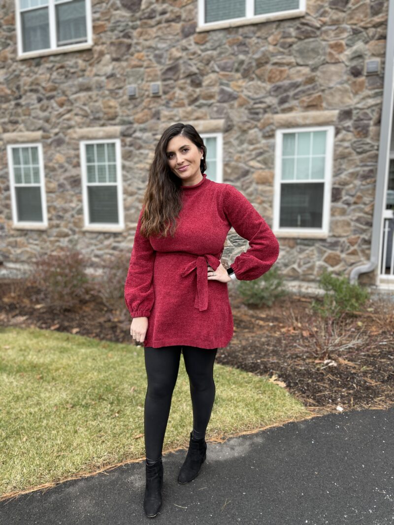 Outfit Inspiration Sweater Dress & Leggings B Loved Boston